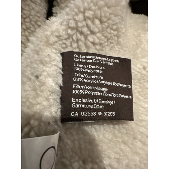 Danier Brown Suede Sherpa Lined Faux Fur Trim Hooded Jacket Size Small - Picture 5 of 5